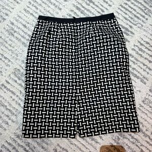 Talbots Black and White Geometric Pencil Skirt